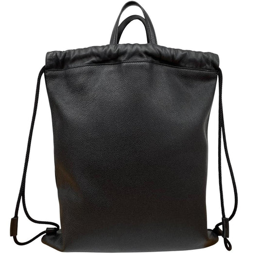 Gucci Black Coco Capitan Calfskin Leather Logo Print Drawstring Backpack