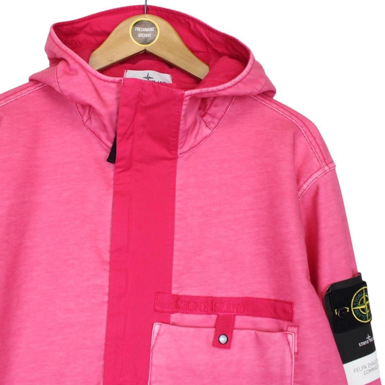 Stone Island SS 2022 Pink Felpa Diagonale Gommata 1/4 Zip Smock Jacket