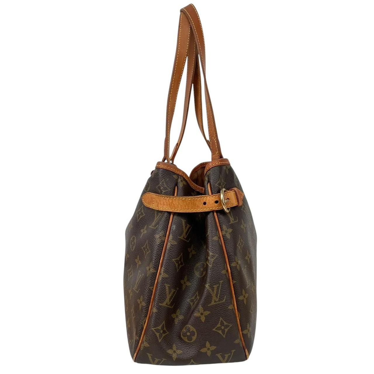 Louis Vuitton Brown Coated Canvas/Leather Vertical Monogram Tote Batignolles Bag