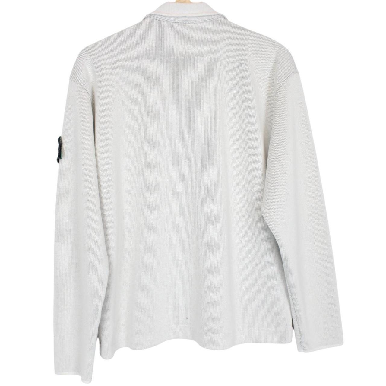 Vintage Stone Island SS 1998 Grey Ribbed Cotton Green Edge Badge Jumper