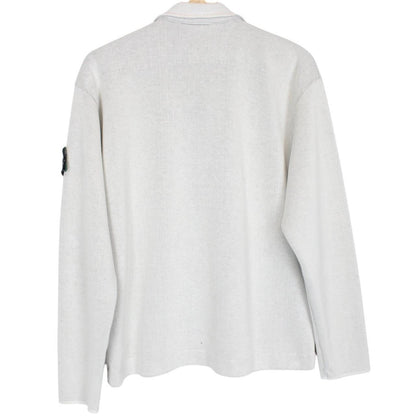 Vintage Stone Island SS 1998 Grey Ribbed Cotton Green Edge Badge Jumper