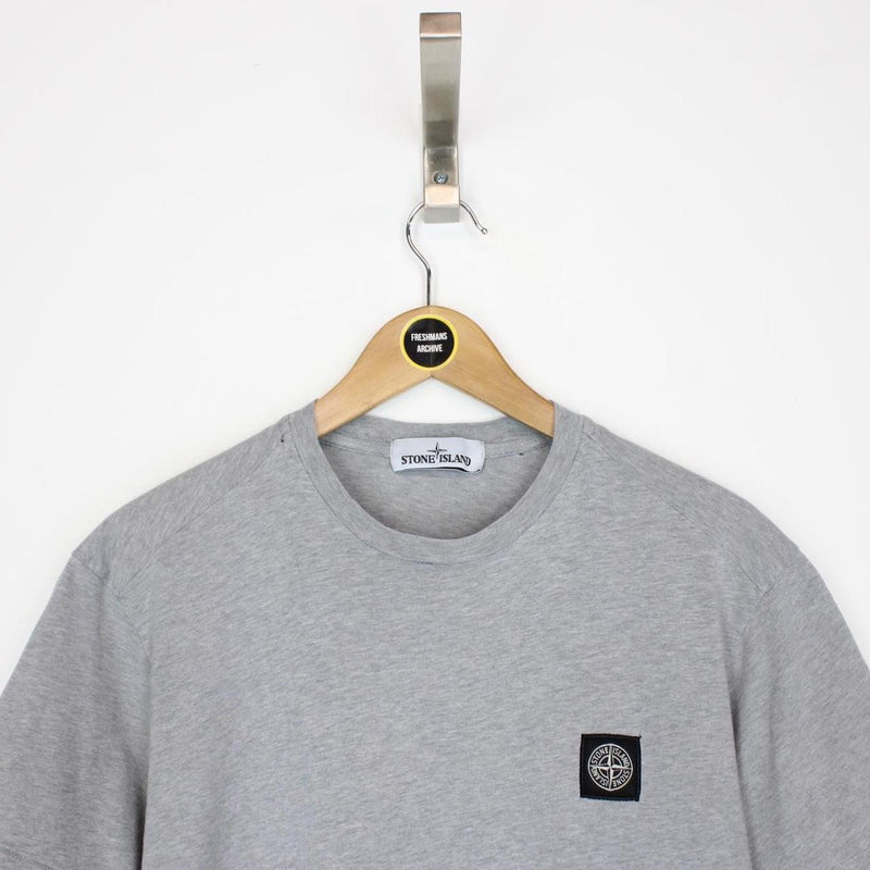 Stone Island Grey Short Sleeve Compass Logo T-Shirt