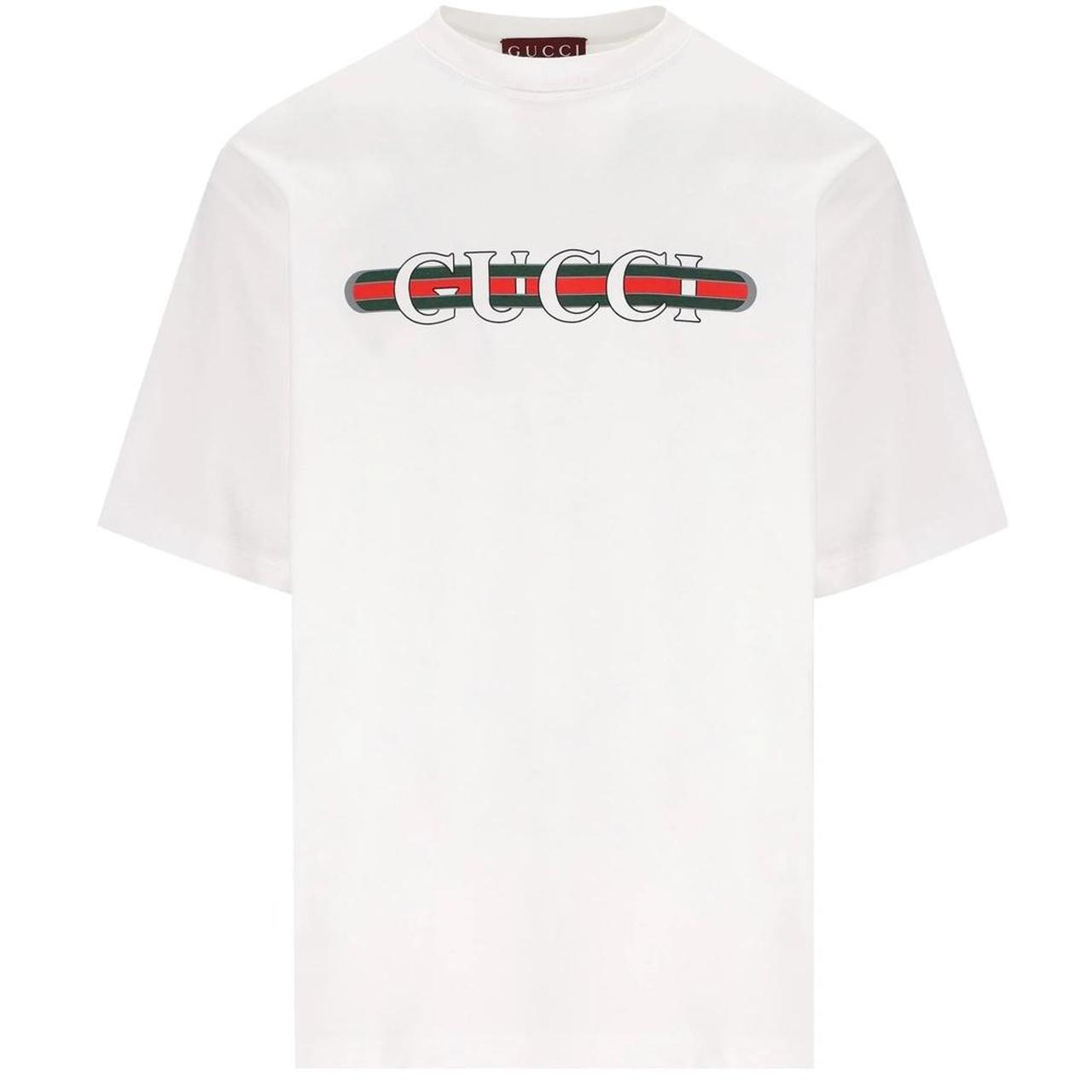 Gucci White Short Sleeve Logo Print Cotton T-Shirt