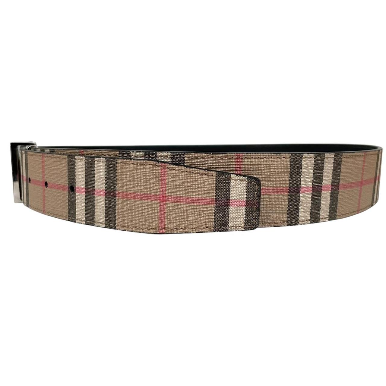 Burberry Reversible Plaque Beige and Black Buckle Nova Check Canvas Belt