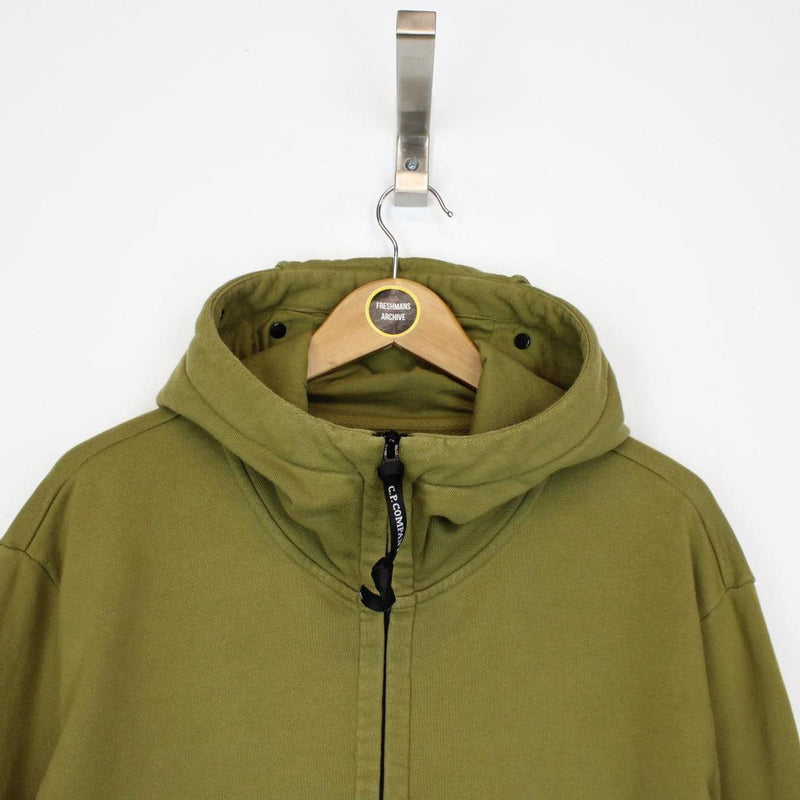 CP Company Green Cotton Full Zip Goggle Hoodie Jumper