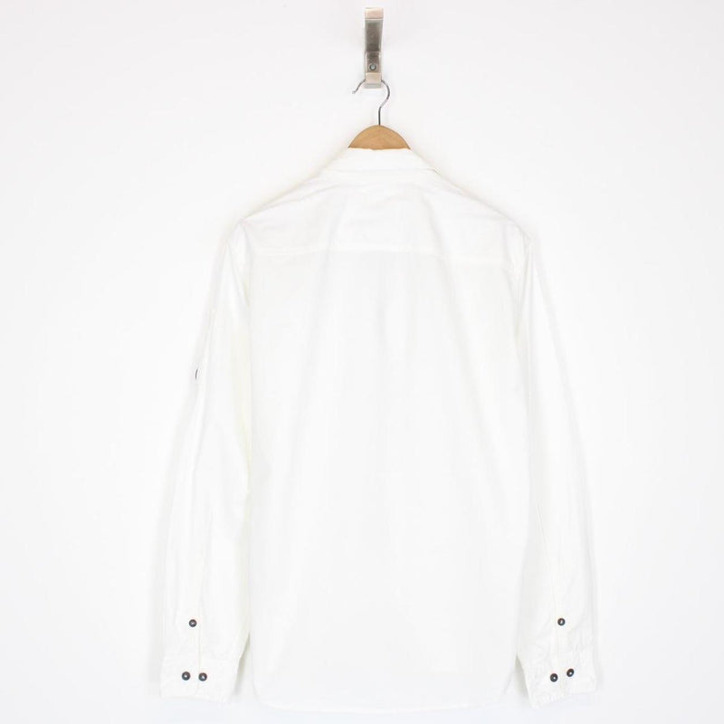 CP Company White Full Zip Cotton Lens Overshirt