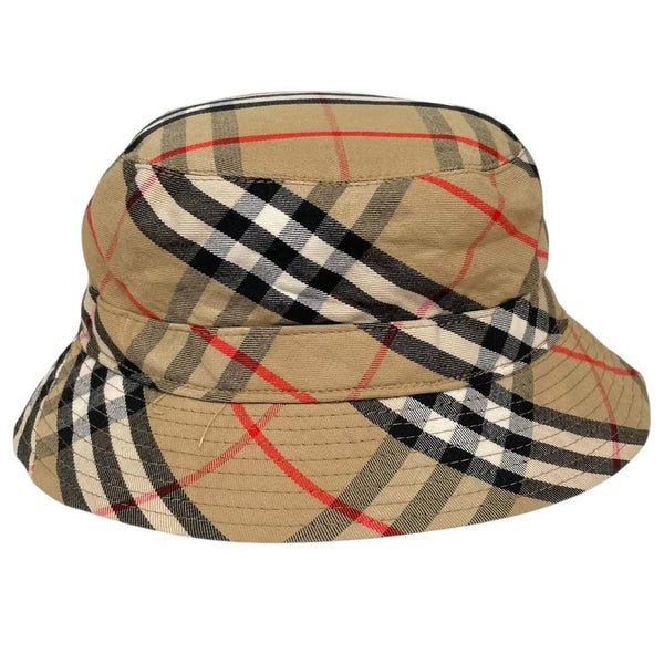 Vintage 80s Burberry Tan Brown Nova Check Cotton Bucket Hat