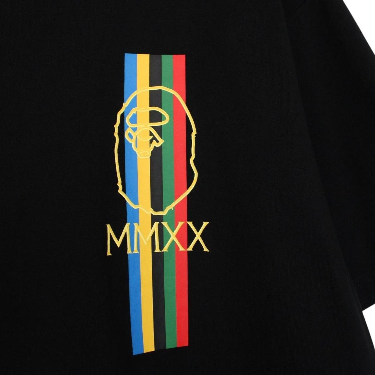 Bape Black and Multicoloured Relaxed Line Graphic Short Sleeve T-Shirt