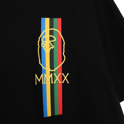 Bape Black and Multicoloured Relaxed Line Graphic Short Sleeve T-Shirt