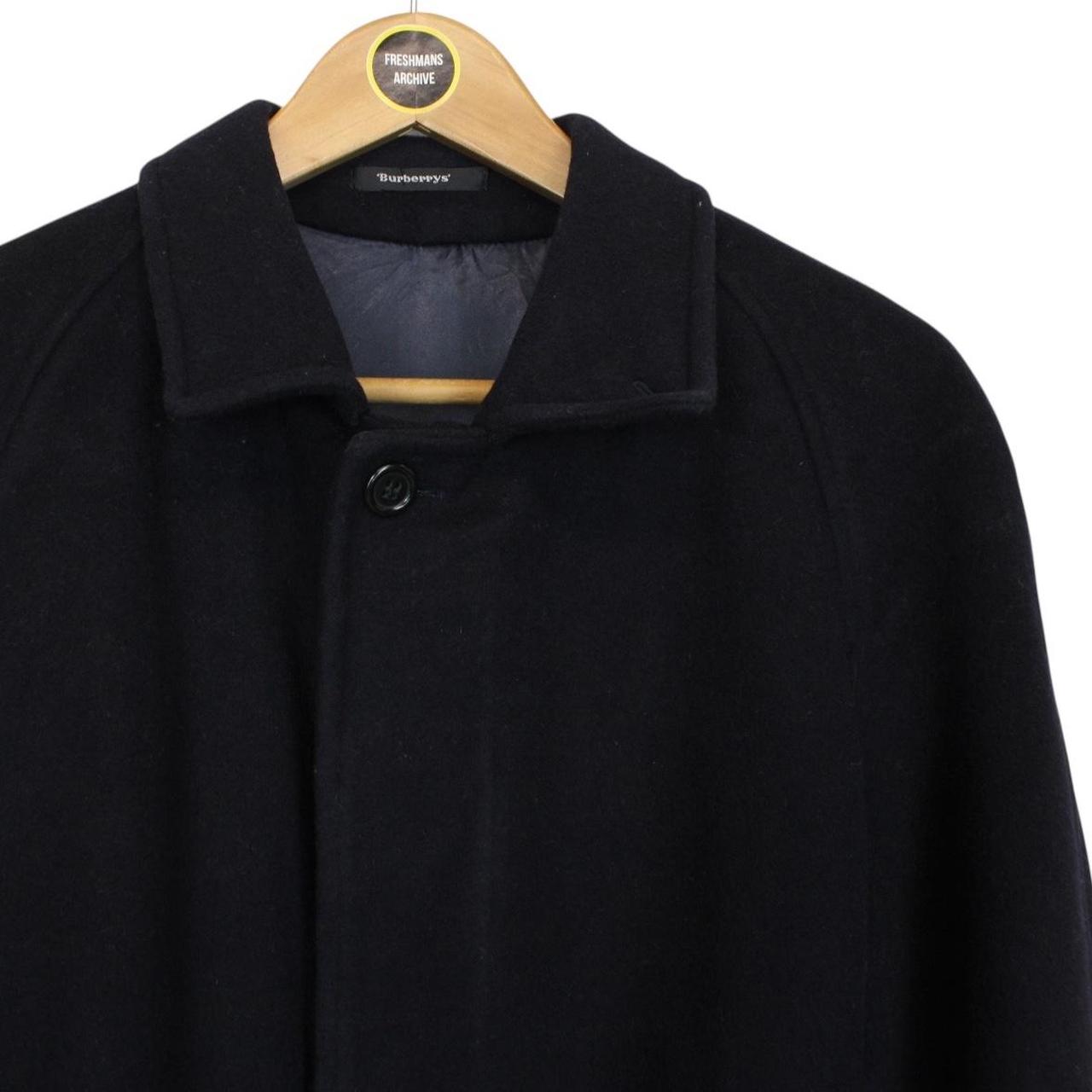 Vintage 90s Burberry Navy Blue Wool Belted Coat