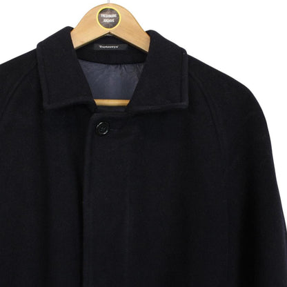 Vintage 90s Burberry Navy Blue Wool Belted Coat