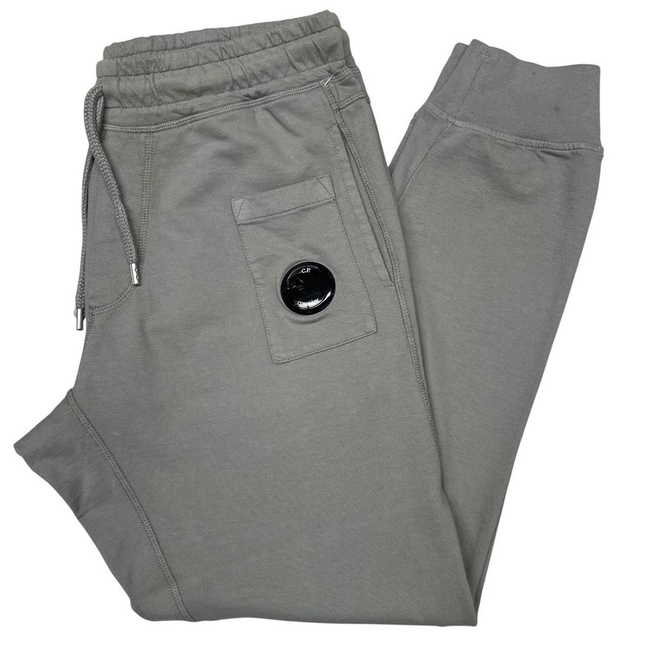 CP Company Green Cotton Diagonal Fleece Lens Tracksuit Bottoms / Joggers