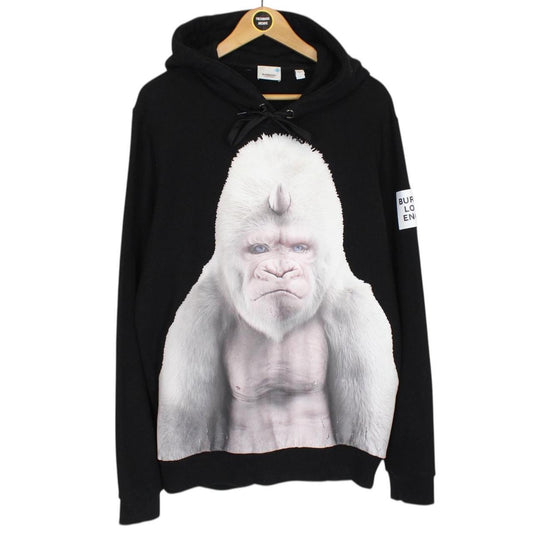 Burberry Black Gorilla Logo Print Cotton Hoodie Jumper