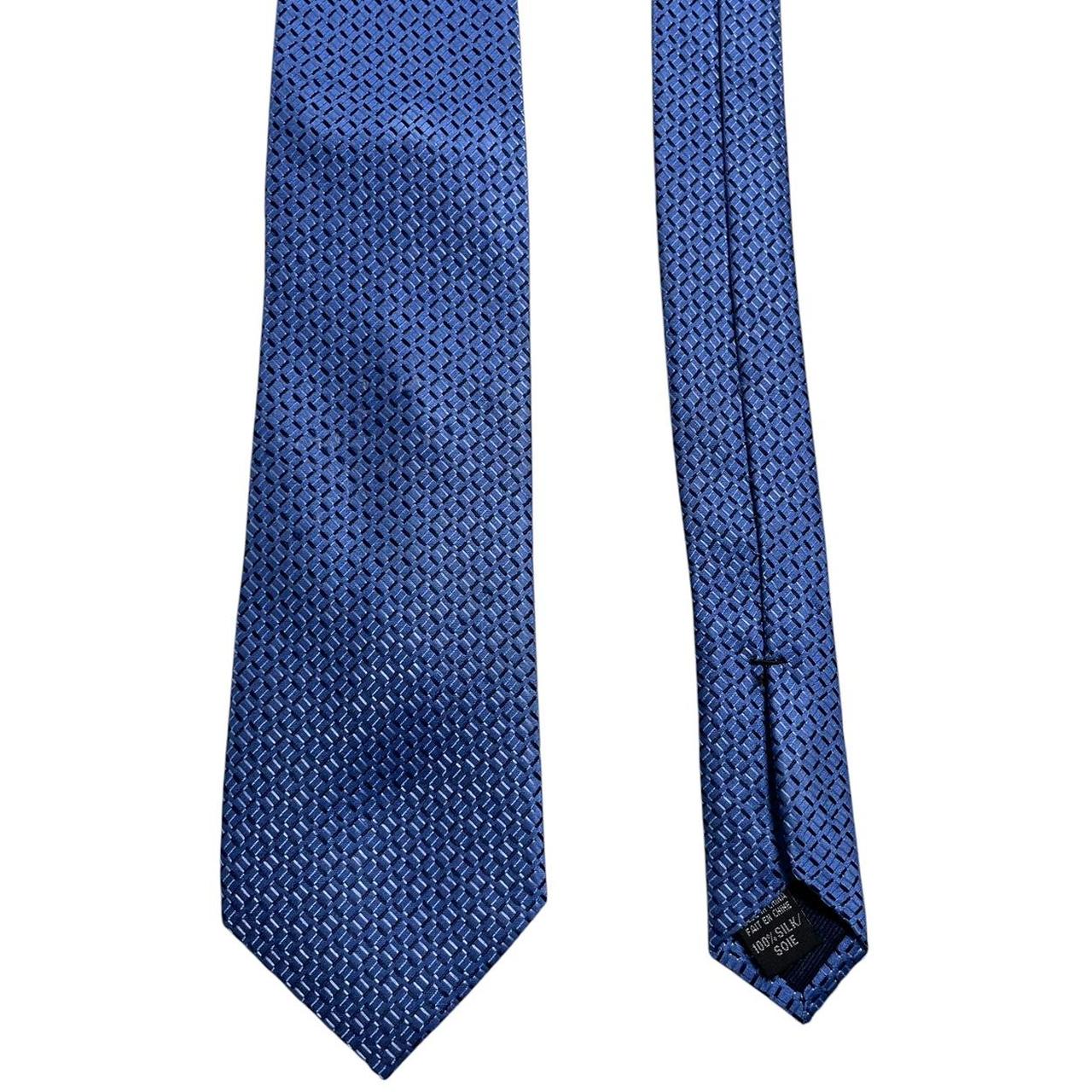 Michael Kors Blue Geometric Pattern Silk Tie