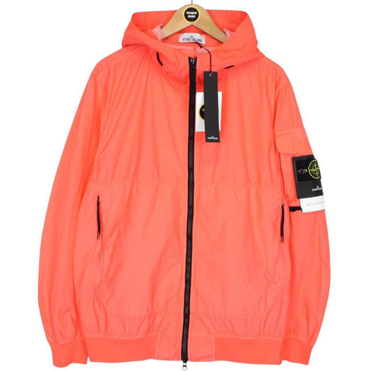 Stone Island Naslan Light Watro SS 2022 Orange Full Zip Hooded Jacket
