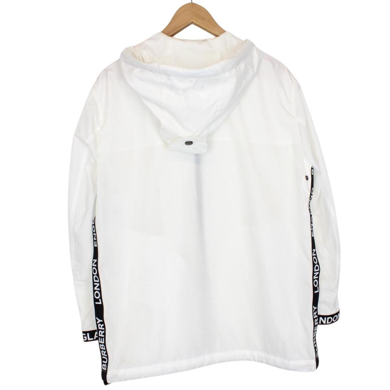 Burberry White and Black Logo Tape Econyl Full Zip Hooded Jacket