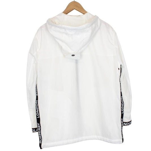 Burberry White and Black Logo Tape Econyl Full Zip Hooded Jacket