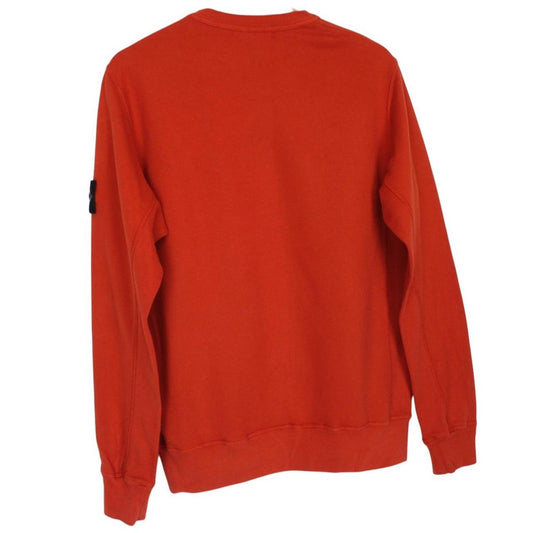 Stone Island red cotton sweatshirt with embroidered logo and ribbed cuffs.