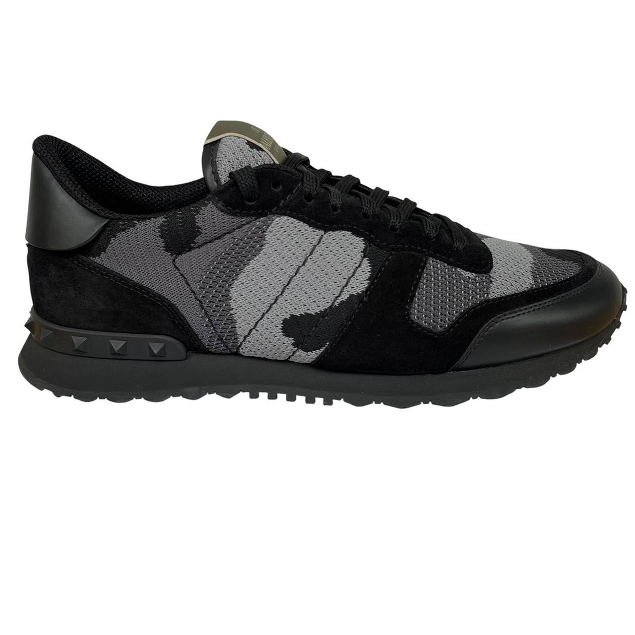 Valentino Garavani Rockrunner Black and Grey Mesh Camouflage Trainers