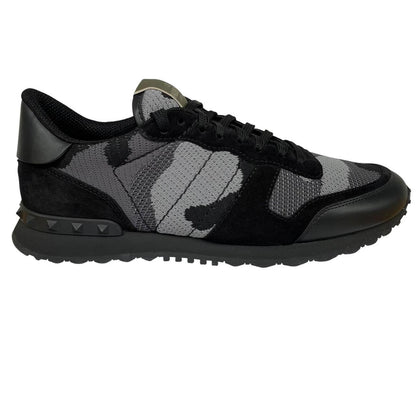 Valentino Garavani Rockrunner Black and Grey Mesh Camouflage Trainers