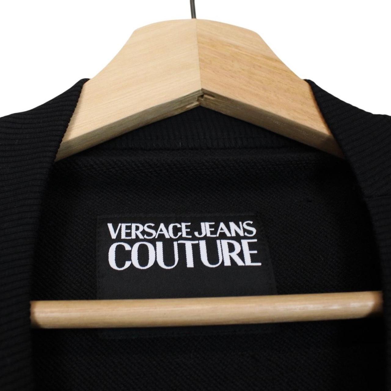 Versace Jeans Couture Black Rhinestone Logo Cropped Cotton Sweatshirt
