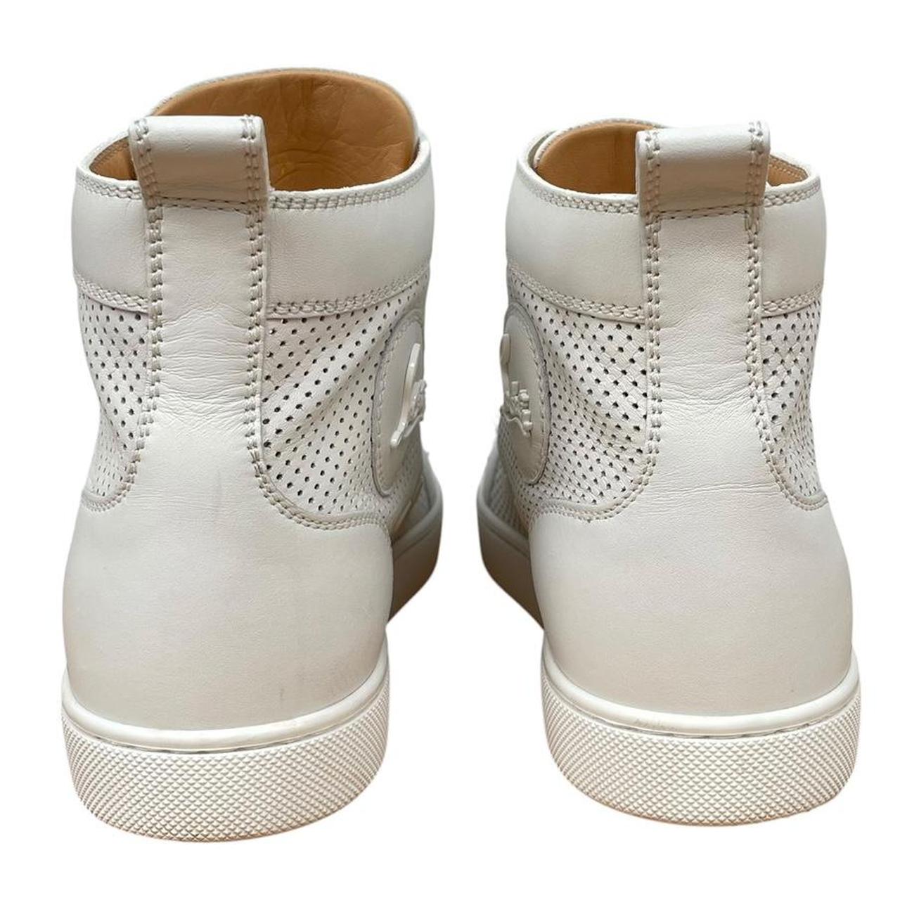 Christian Louboutin White Louis Flat Calf Leather Spikes Trainers