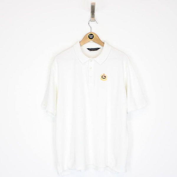 Vintage 90s Burberry White Short Sleeve Cotton Polo Shirt