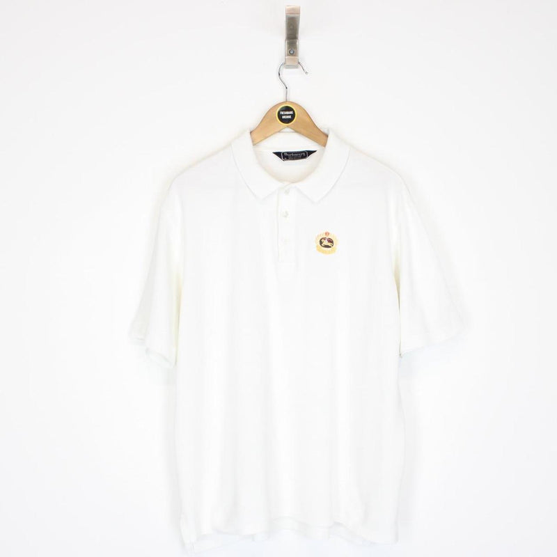 Vintage 90s Burberry White Short Sleeve Cotton Polo Shirt