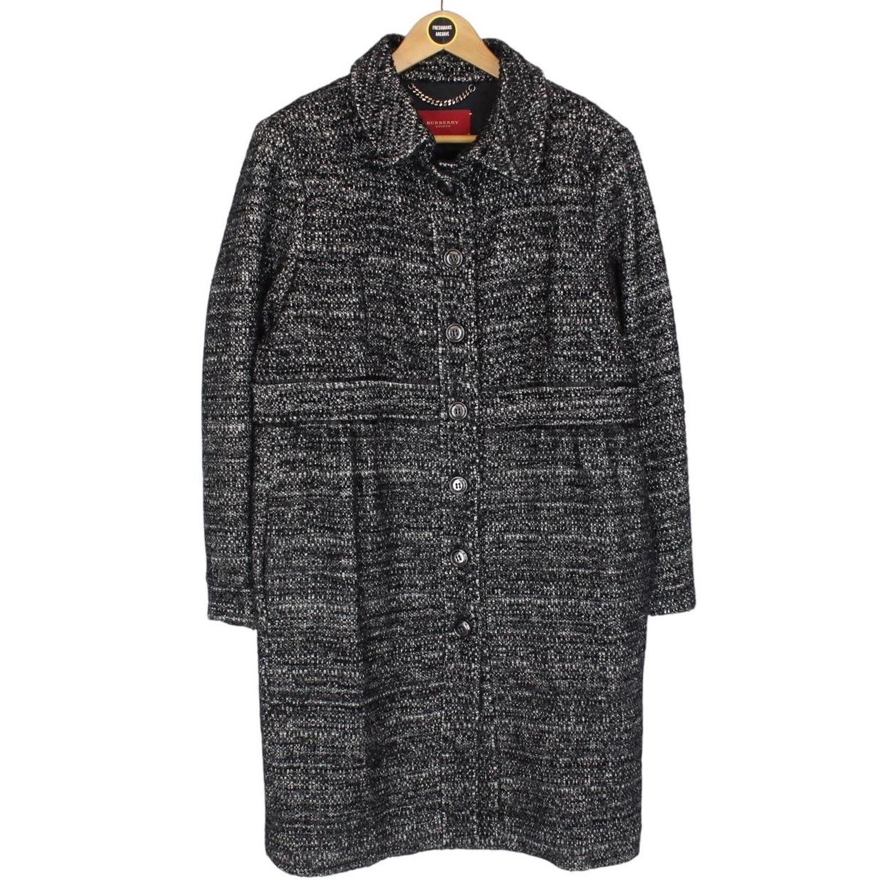 Vintage Burberry London Black and Grey Alpaca Wool Blend Coat