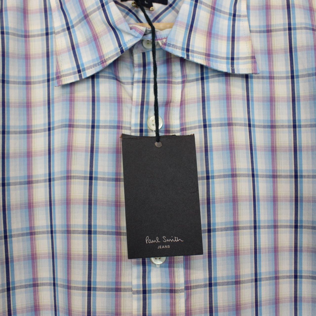 Paul Smith multicoloured check short sleeve cotton shirt with brand logo and vibrant patterns.