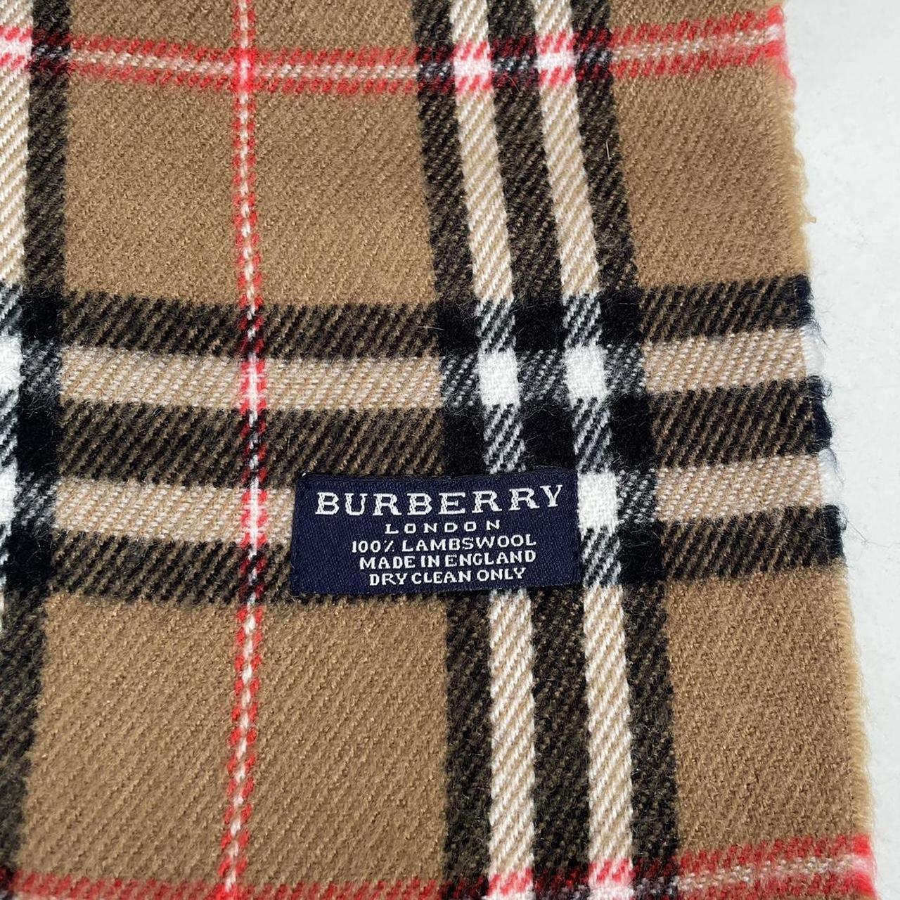 Vintage 90s Burberry Tan Brown Nova Check Lambswool Scarf