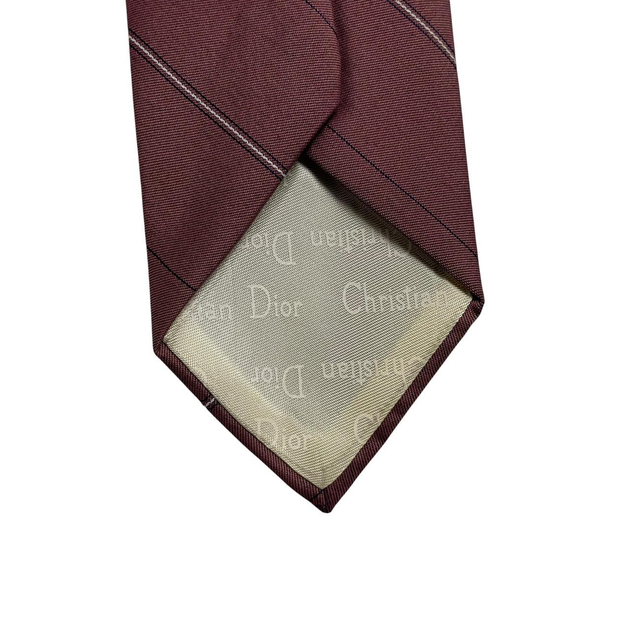 Vintage Christian Dior Burgundy Logo Polyester/Silk Tie