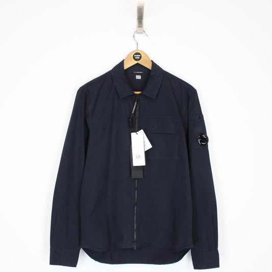 CP Company Navy Blue Full Zip Cotton Lens Overshirt