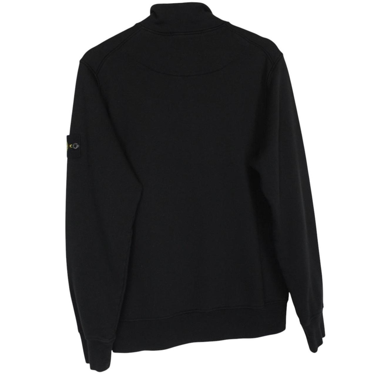 Stone Island black jumper organic cotton 1/4 zip with detachable compass badge.
