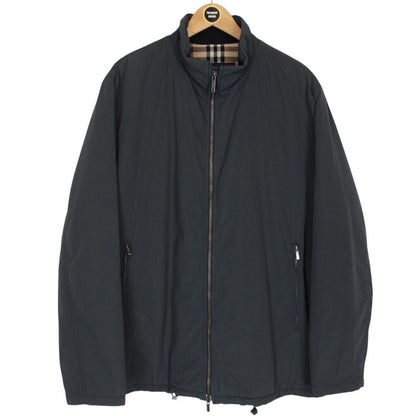 Vintage Burberry London Navy Blue Wool Nova Check Lined Nylon Blend Jacket