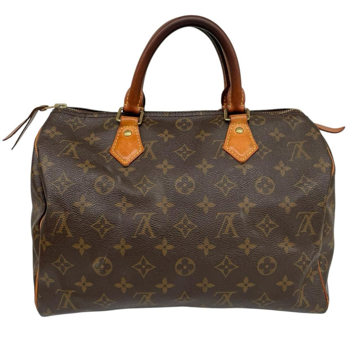 Louis Vuitton beige and brown monogram coated canvas shopping tote with padlock detail.