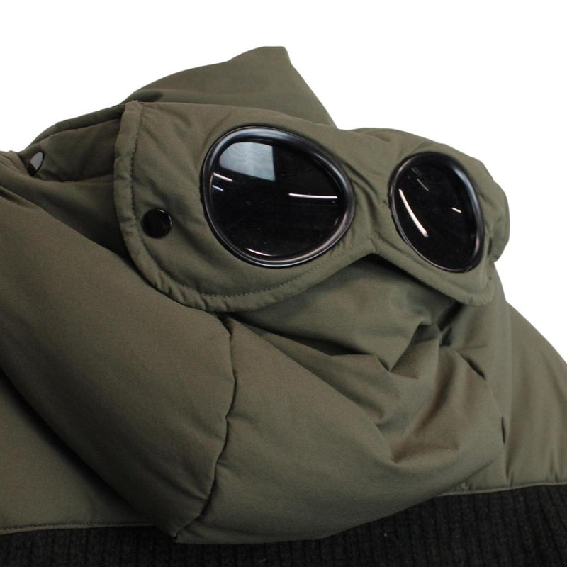 CP Company Pro Tek Khaki Green Wool and Nylon Hooded Down Goggle Jacket
