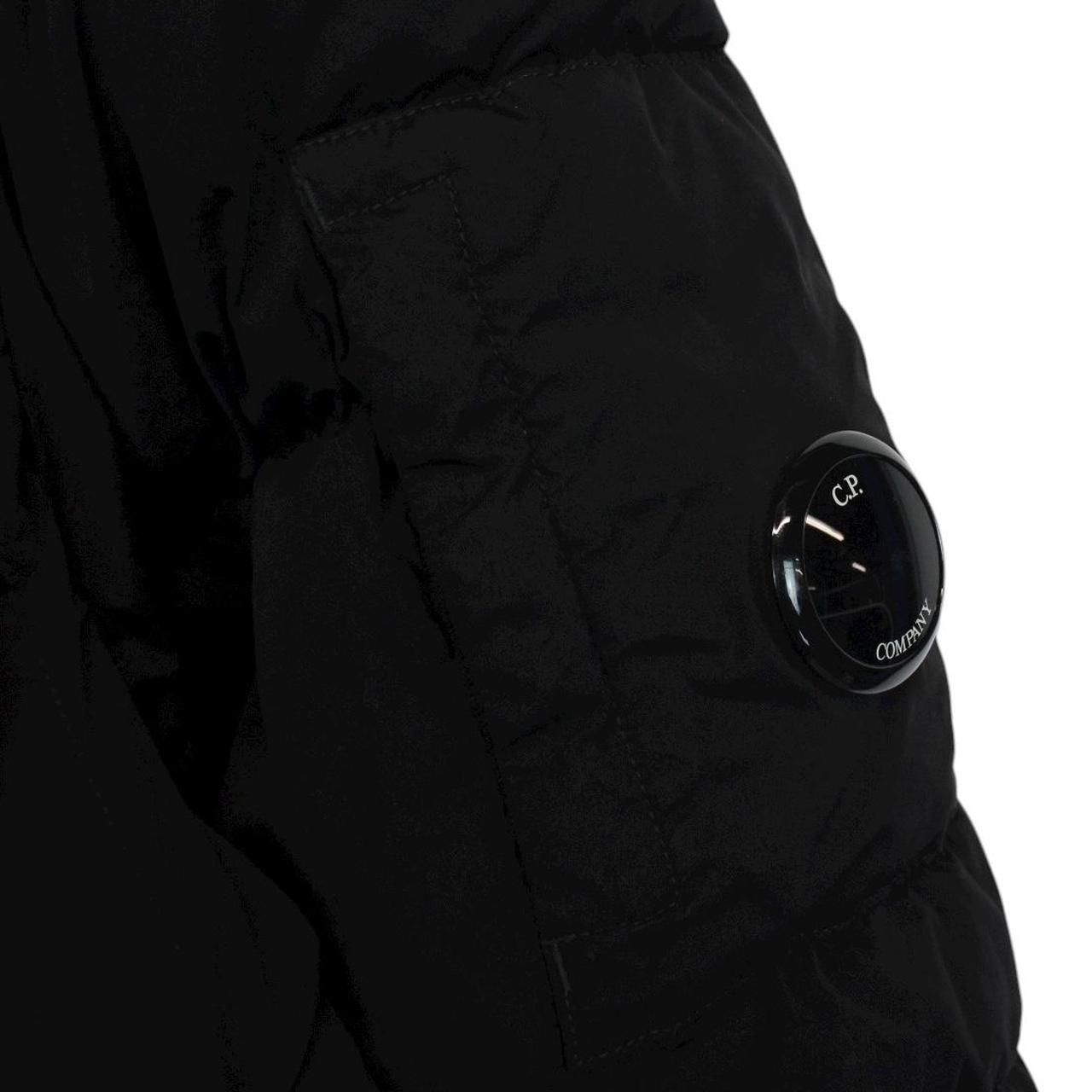 CP Company Black Nycra-R Full Zip Lens Down Hooded Puffer Coat