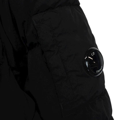 CP Company Black Nycra-R Full Zip Lens Down Hooded Puffer Coat