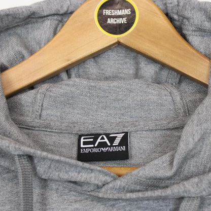 Emporio Armani EA7 Grey and Black Logo Print Hoodie Jumper