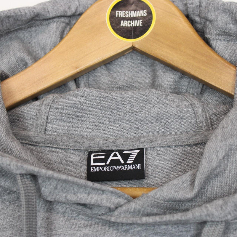 Emporio Armani EA7 Grey and Black Logo Print Hoodie Jumper