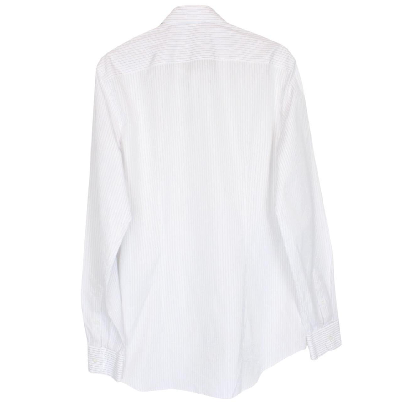 Prada men's shirt blue and white striped popeline stretch fabric with long sleeves.