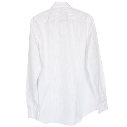 Prada men's shirt blue and white striped popeline stretch fabric with long sleeves.