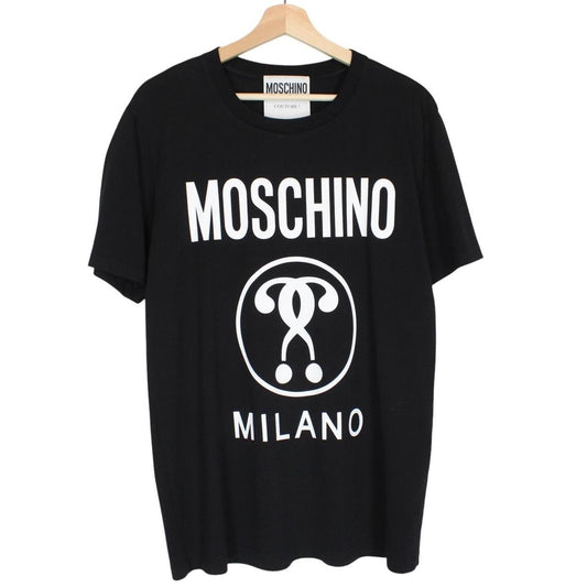 Moschino Black and White Short Sleeve Logo Print Cotton T-Shirt