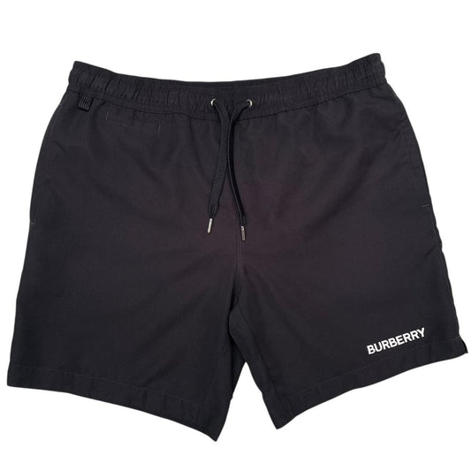 Burberry Black and White Logo Print Swim Shorts