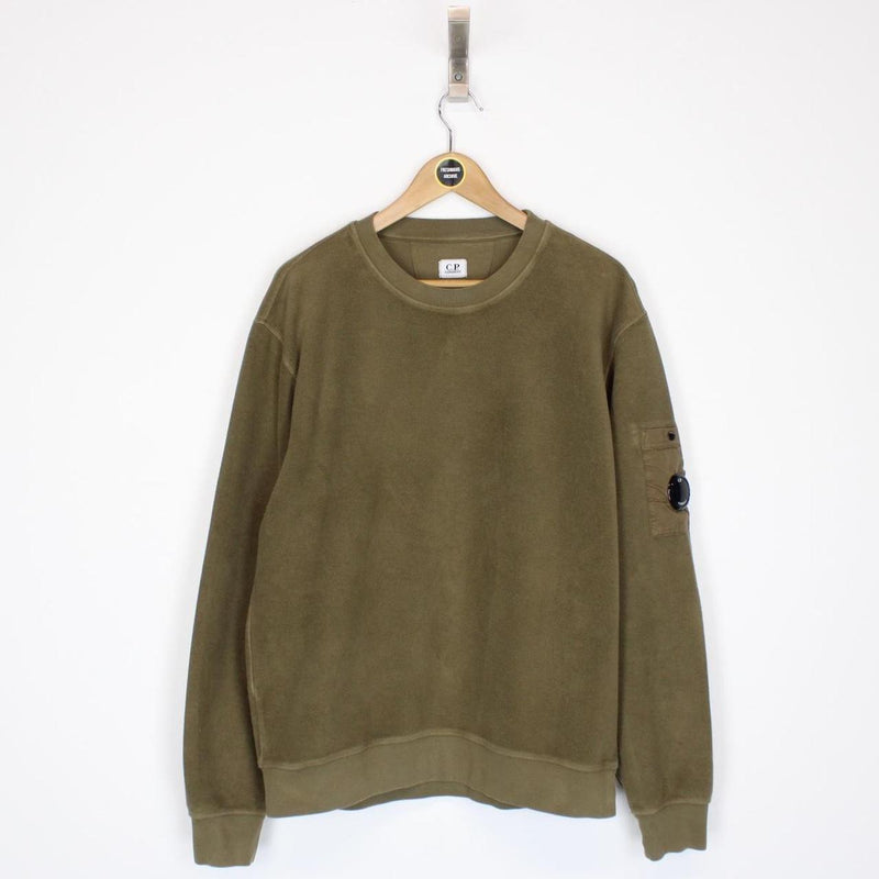 CP Company Khaki Brown Lens Malfilè Fleece Sweatshirt Jumper