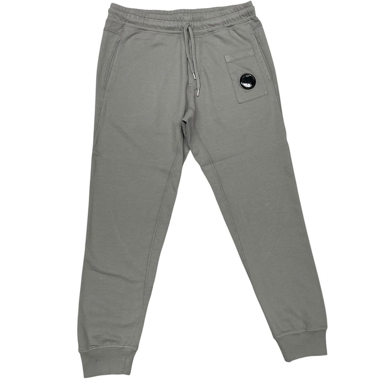 CP Company Green Cotton Diagonal Fleece Lens Tracksuit Bottoms / Joggers
