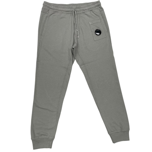 CP Company Green Cotton Diagonal Fleece Lens Tracksuit Bottoms / Joggers