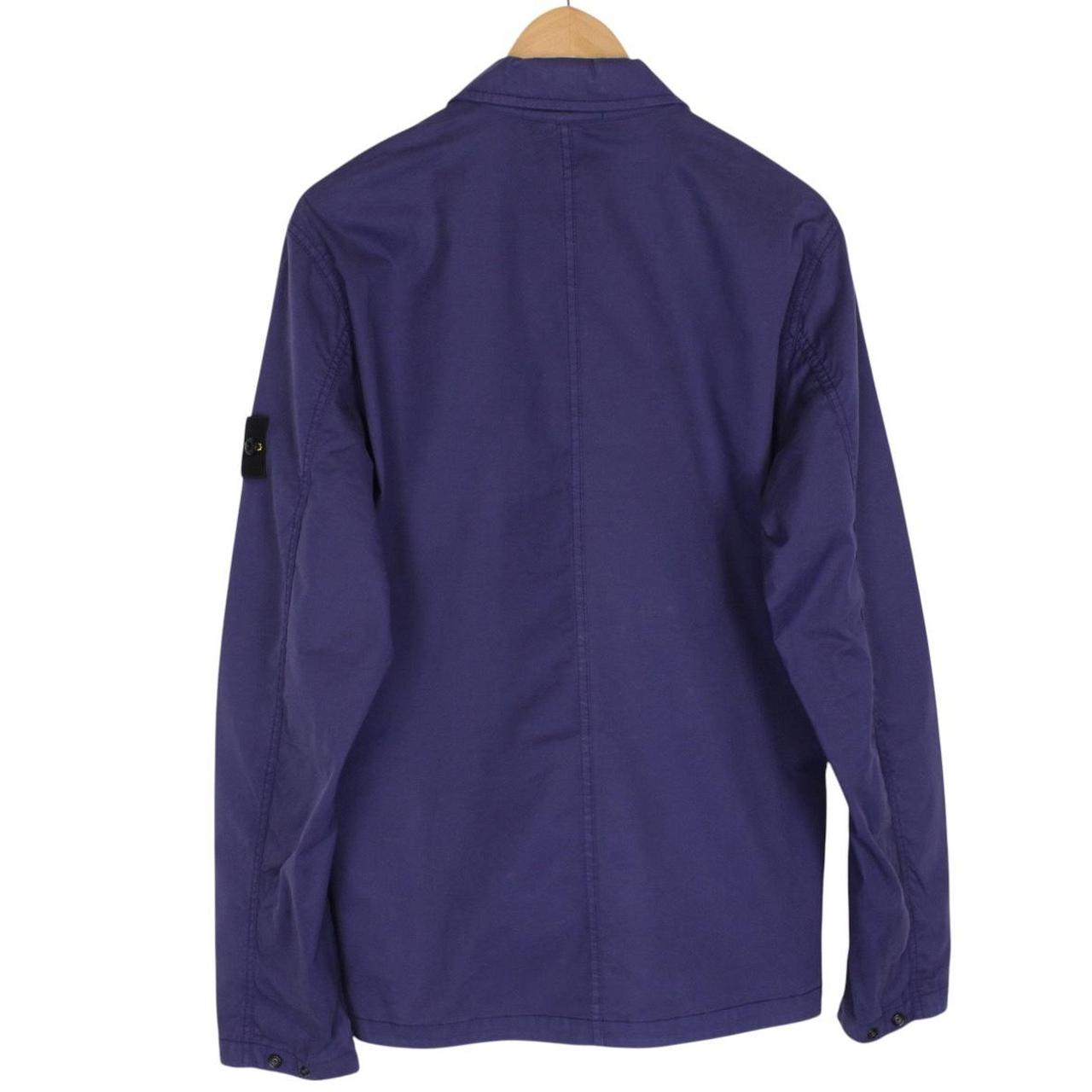 Stone Island SS 2022 Blue Full Zip Supima Cotton Twill Overshirt Jacket