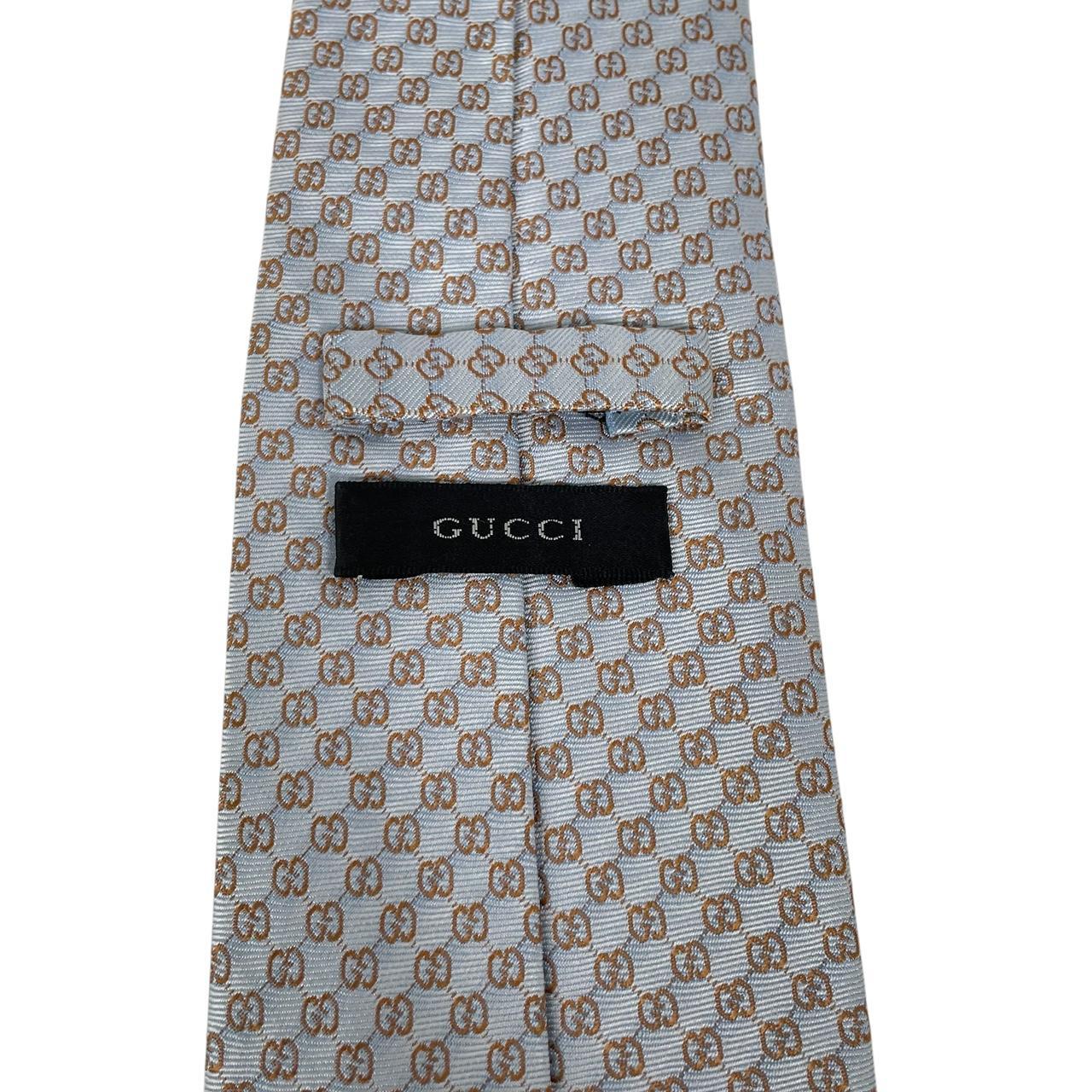 Gucci Light Blue GG Monogram Silk Tie